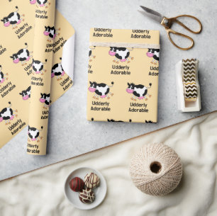 Grappig Schattigee Koe Pun Cartoon Design Cadeaupapier