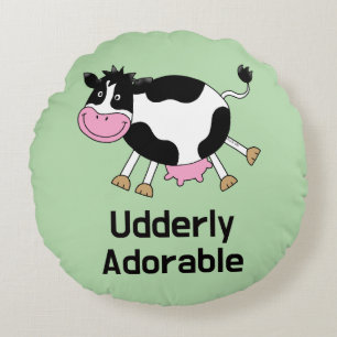 Grappig Schattigee Koe Pun Cartoon Design Rond Kussen