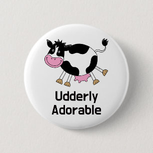 Grappig Schattigee Koe Pun Cartoon Design Ronde Button 5,7 Cm