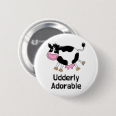 Grappig Schattigee Koe Pun Cartoon Design Ronde Button 5,7 Cm (Voorkant /achterkant)