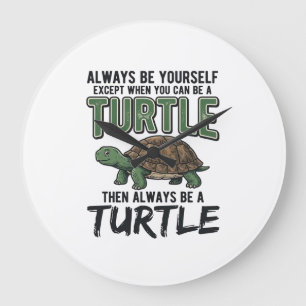 Grappig Schildpad Citaat Vintage Vector Ontwerp_1 Grote Klok