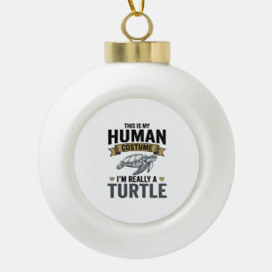 Grappig Schildpad Kostuum Vintage Gravure Ontwerp_ Keramische Bal Ornament