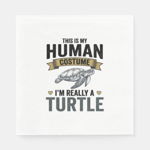 Grappig Schildpad Kostuum Vintage Gravure Ontwerp_ Servet