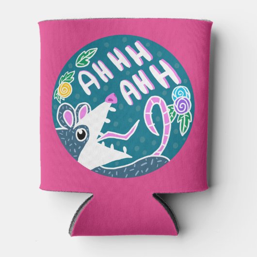 Grappig schreeuwen Possum & Bloemen Blikjeskoeler (Voorkant)