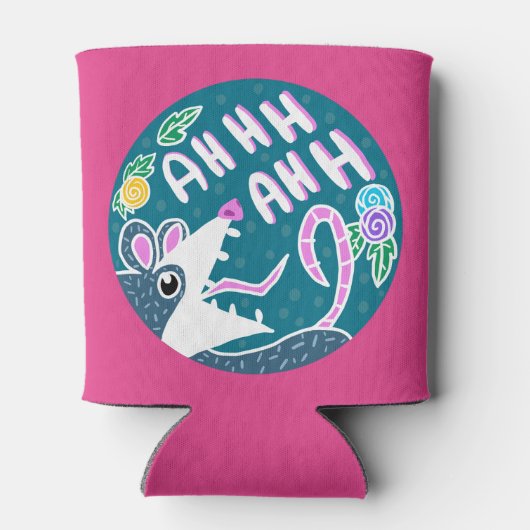 Grappig schreeuwen Possum & Bloemen Blikjeskoeler (Achterkant)