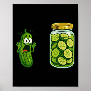 Grappig Schreeuwende augurk Jar Komkommer Joke Mem Poster