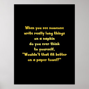 Grappig Schrijven op een Napkin Joke Poster