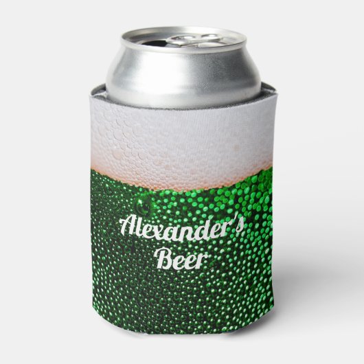 Grappig schuimig bier gepersonaliseerd blikjeskoeler (Blikje Voorkant)