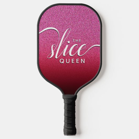 Grappig Script Girly The Slice Queen Pink Glitter Pickleball Paddle (Voorkant)