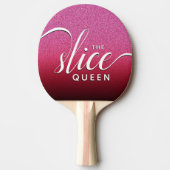 Grappig Script Girly The Slice Queen Pink Glitter Tafeltennisbatje (Voorkant)