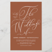 Grappig Script Terracotta Huwelijksuitnodiging (Voorkant)