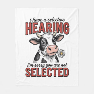 Grappig Selectief Gehoor Koe Vintage Shirt Ontwerp Fleece Deken