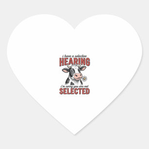 Grappig Selectief Gehoor Koe Vintage Shirt Ontwerp Hart Sticker