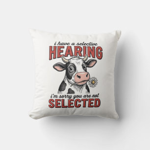 Grappig Selectief Gehoor Koe Vintage Shirt Ontwerp Kussen