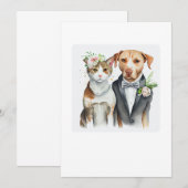grappig serieus: kat en hond trouwen, waterverf kaart (Voorkant / Achterkant)