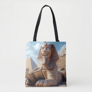Grappig Sfinxstandbeeld dat oud boek leest in Egyp Draagtas