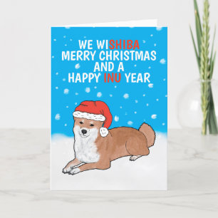 Grappig Shiba Inu Dog Pun Vrolijk Kerstfeest Feestdagen Kaart