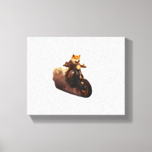 Grappig , Shiba Inu, Motorfiets, Hond, Pop, Heren, Canvas Afdruk