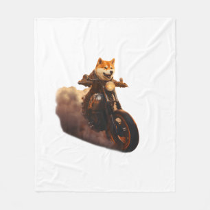 Grappig, Shiba Inu, Motorfiets, Hond, Puppet, Mann Fleece Deken