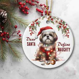 Grappig Shih Tzu Definieer stoute kerst Keramisch Ornament