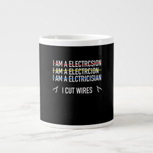 Grappig Shirt van de elektricien, ik knip kabels Extra Grote Beker