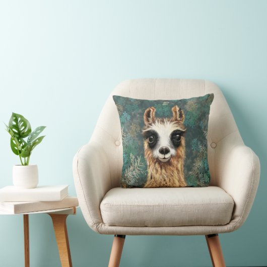 Grappig Sierkussen met Curious Llama (Stoel)