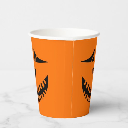 Grappig Sinaasappel Black Pumpkin Face Halloween Papieren Bekers (Rechts)