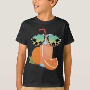 Grappig Sinaasappel Juice Met Zonnebril Design Lov T-shirt