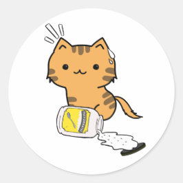 Grappig Sinaasappel Kat gemorste mayonaise Ronde Sticker