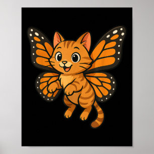 Grappig Sinaasappel Kat Monarch Vlinder Mam Pap Ki Poster