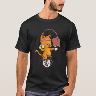 Grappig Sinaasappel Kat Spin Boek Koffie Workout D T-shirt