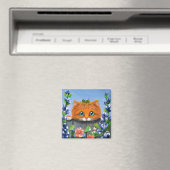 Grappig Sinaasappel Tabby Cat Flowers Creationarts Magneet (Insitu (Vaatwasser))