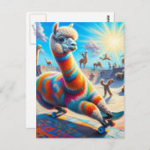 Grappig Skateboarden Alpaca Briefkaart (Voorkant / Achterkant)
