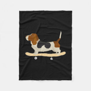 Grappig Skateboarden Basset Hound Hond Cadeau Fleece Deken