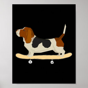 Grappig skateboarden Bett Hound hond cadeau Poster