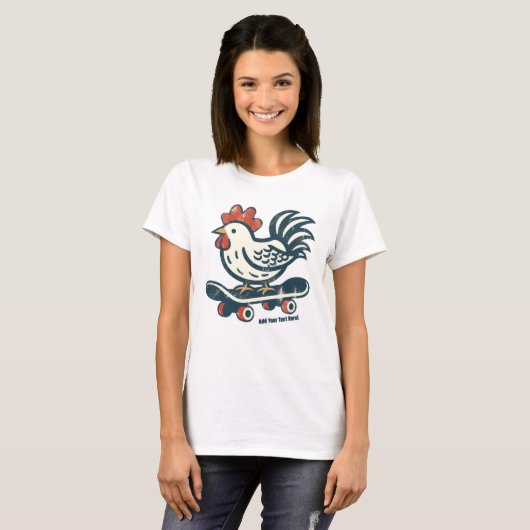 Grappig skateboarden Boerderij Chicken gepersonali T-shirt (Voorkant volledig)