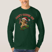 Grappig Skateboarden Gingerbread Man Kerstmis T-shirt (Voorkant)