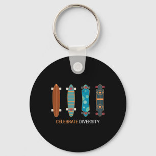 Grappig Skateboarden Vier Diversiteit Vintage Sk Sleutelhanger