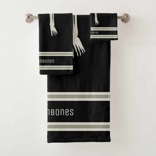 Grappig skelet benen zwart wit spooky halloween bad handdoek (Insitu)