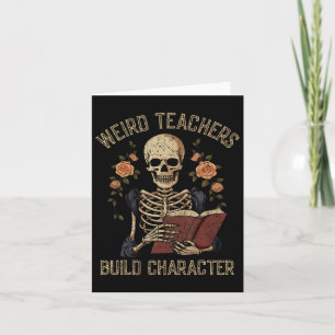 Grappig Skelet Boek Floral Skull Halloween Leraar Kaart
