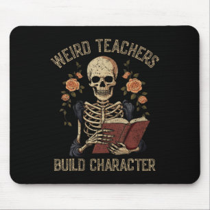 Grappig Skelet Boek Floral Skull Halloween Leraar Muismat