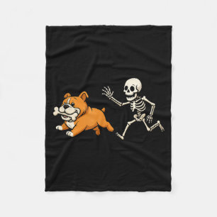 Grappig Skelet Bulldog Halloween Hond Moeder Huisd Fleece Deken