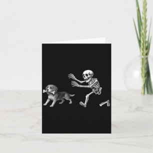 Grappig Skelet dat Beagle Hond achterna zit Hallow Kaart