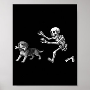 Grappig Skelet dat Beagle Hond achterna zit Hallow Poster