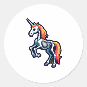 Grappig Skelet Eenhoorn Liefhebbers Spooky Hallowe Ronde Sticker
