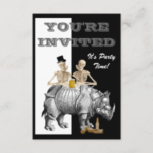 Grappig skelet en neushoorn kaart