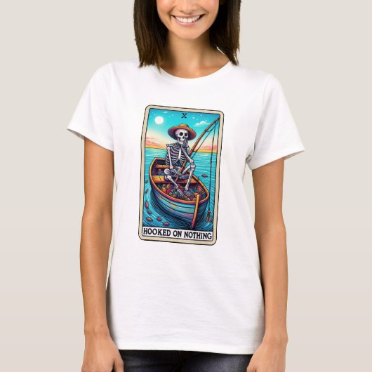 Grappig skelet Gevist Verslaafd aan Niets Tarot T-shirt (Voorkant)