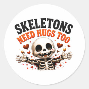 🤍 Grappig skelet Halloween gezegde 💀 Ronde Sticker