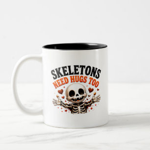 🤍 Grappig skelet Halloween-spreuk 💀 Tweekleurige Koffiemok