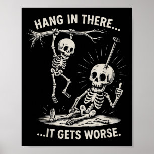 Grappig skelet hangt daar in duistere Humor Hallow Poster